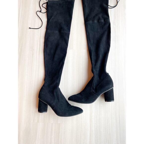 Stuart Weitzman Margotland Suede Over The Knee Boots Black 9.5 - Picture 2 of 16